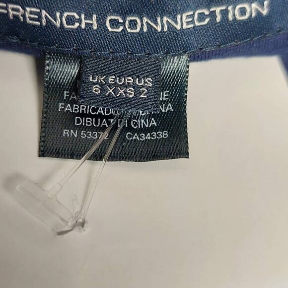 FRENCH CONNECTION sz 2 XS Eclipse Blue Faux Fur Hoodie Full Zip Jacket b133 - Picture 5 of 11